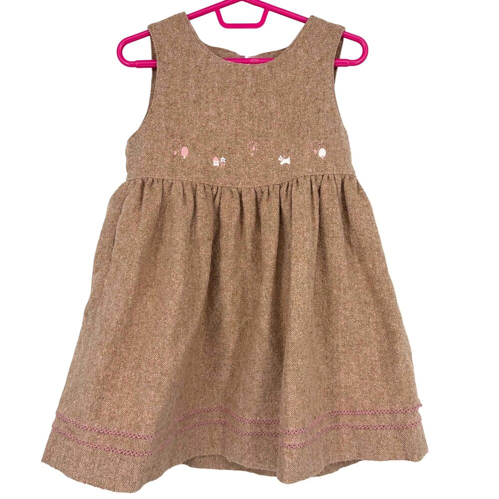 Petite Fleur Little Girls Tweed Embroidered Derss Size 100/US 3T